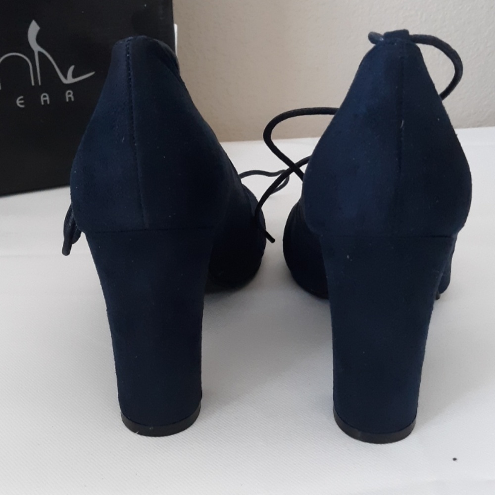 Betani lace up block heel navy - Picture 5 of 7